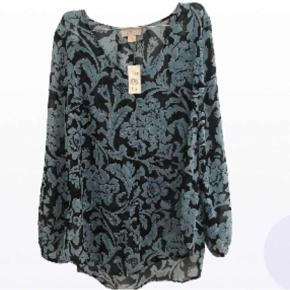 NWT Ann Taylor LOFT Asymmetrical Crew neck Blouse - Picture 1 of 9